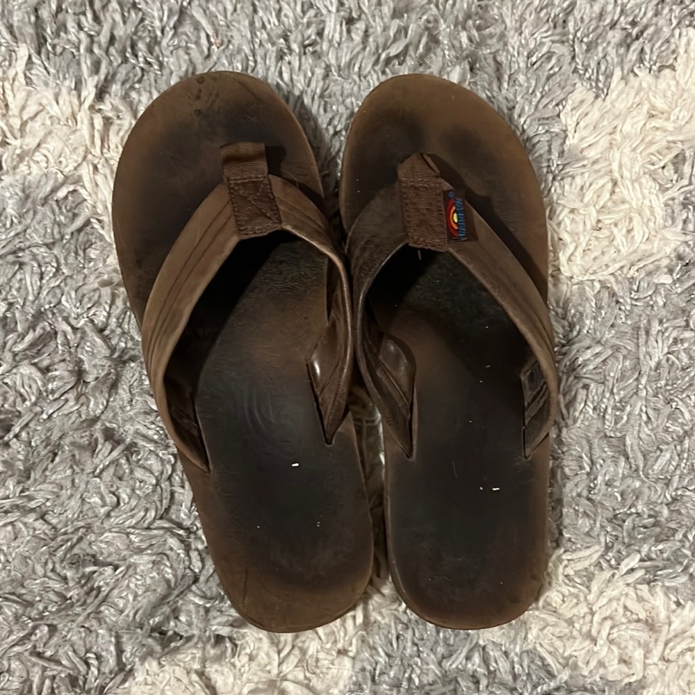 Rainbow Thick Strap Flip Flop in Brown